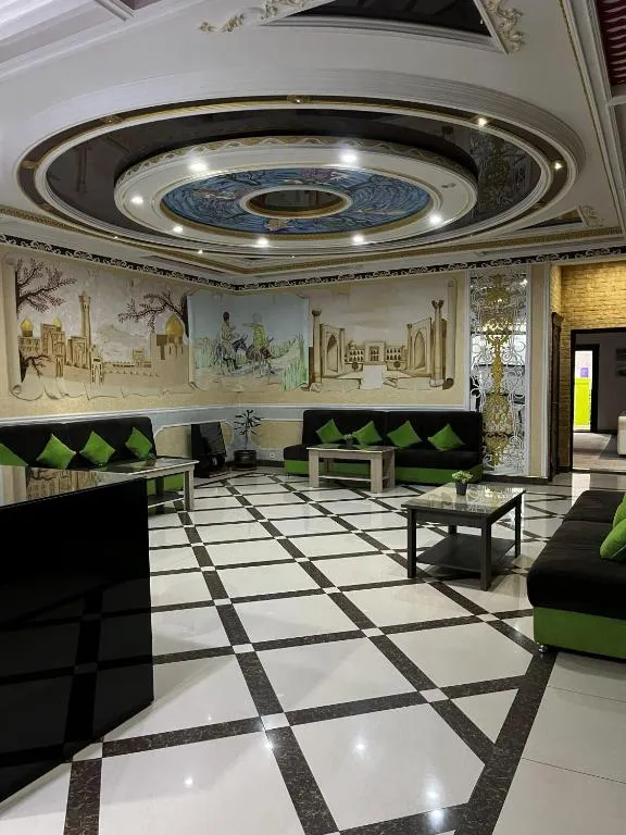 Reception lounge with hand-painted murals